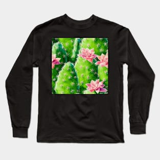 Watercolor cactus plant cactus pattern Long Sleeve T-Shirt